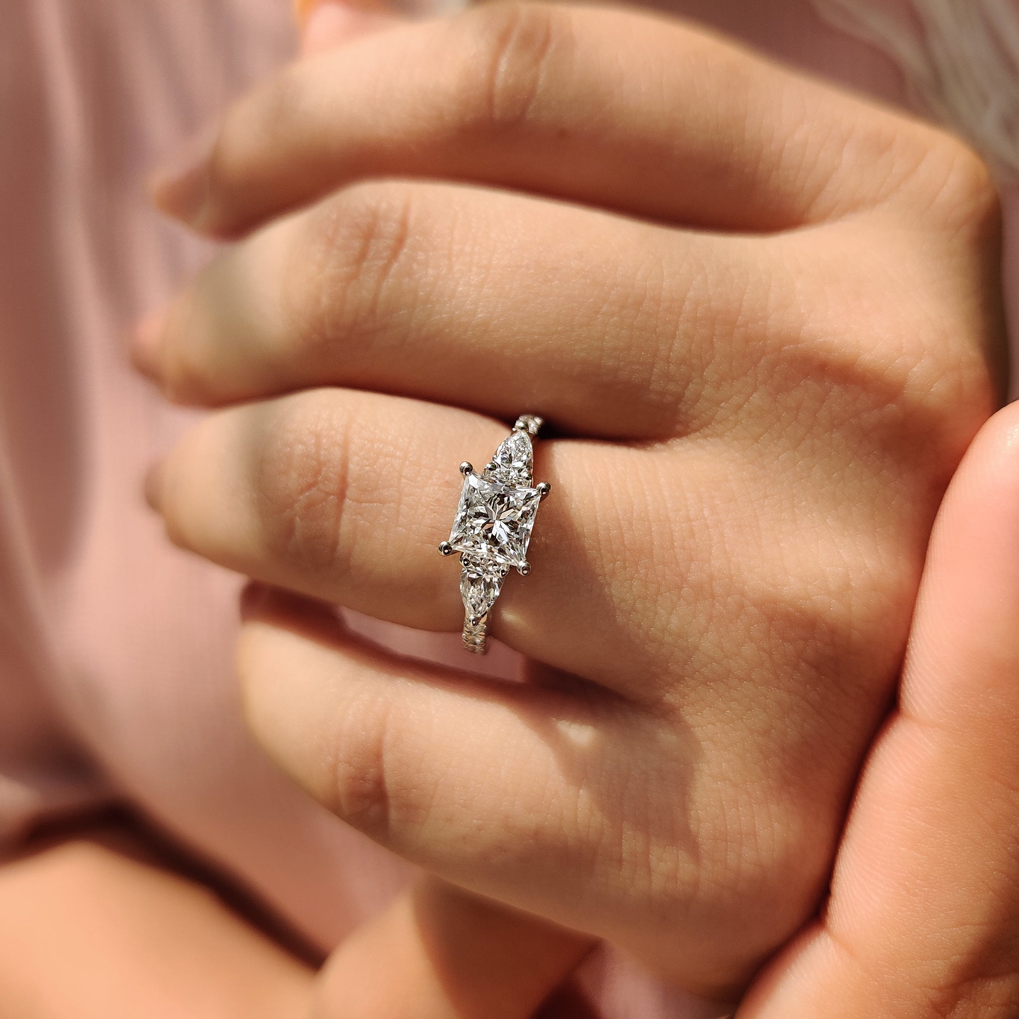 Cushion Hidden Halo Lab Grown Diamond Engagement Ring